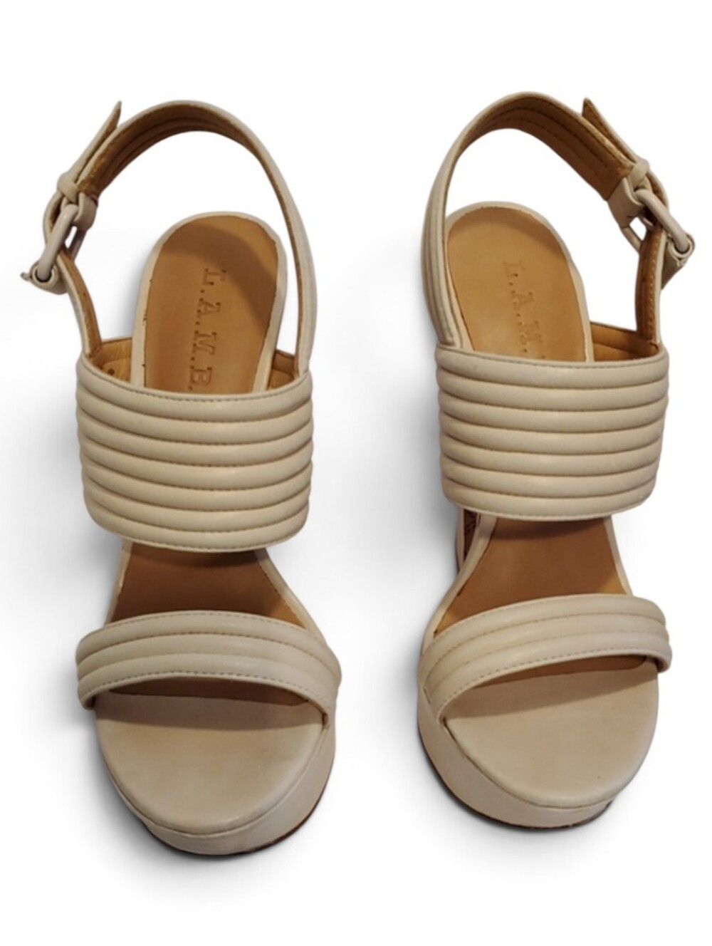 L.A.M.B Mabelle Platform Sandal In Cream Size 8M